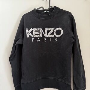 Kenzo Black Crewneck Sweater with White Logo